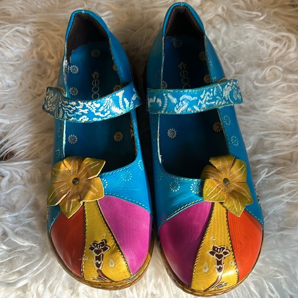 Retro colorful leather sandals by SOCOFY Size 38 - Picture 2 of 11